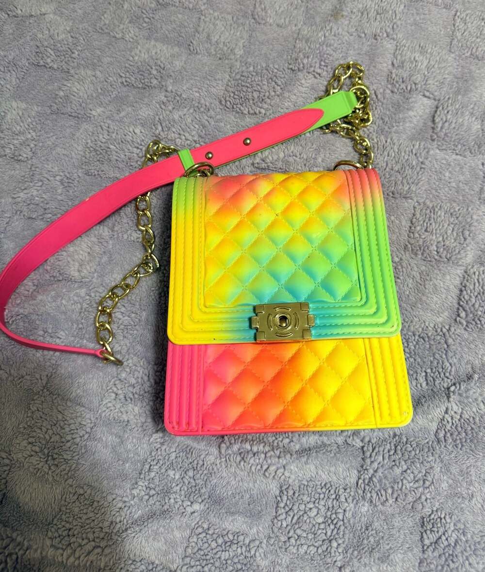 Jelly MULTICOLOR 🌈 RAINBOW Crossbody Bag with 22"...